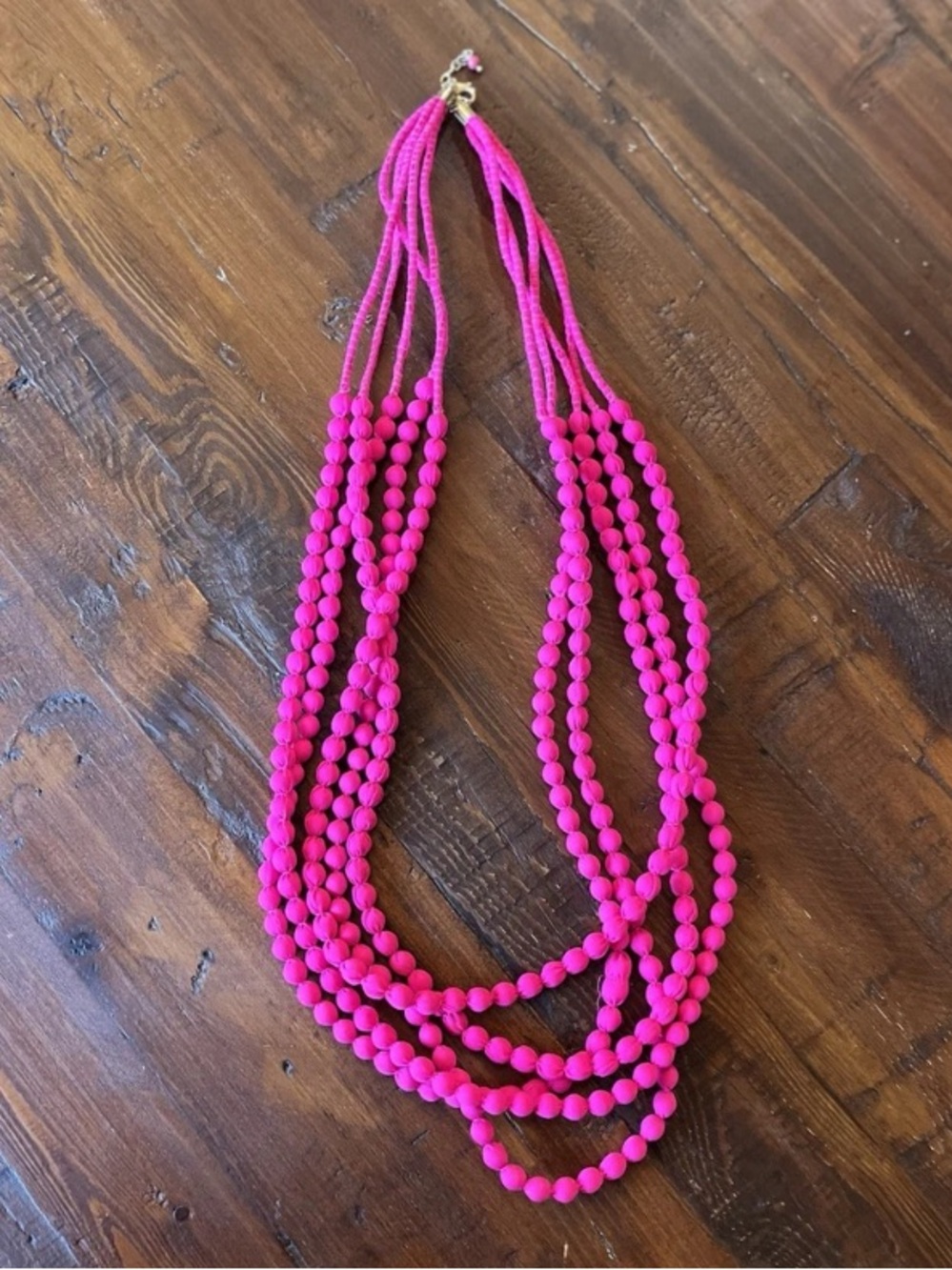 Chico’s Neon Pink Multi Strand Beaded Necklace